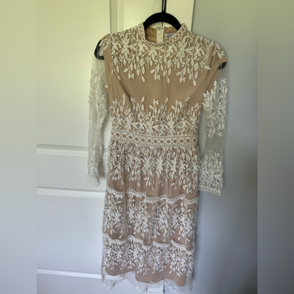 Polagram-lace dress- white